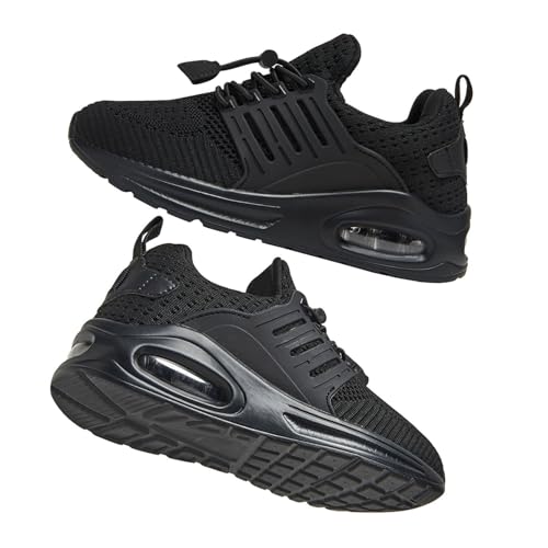 Ugmikdo Kids Shoes Boys Girls Running Tennis Shoes Breathable Lightweight Fashion Sneakers for Sports Athletic Gym Walking All Black Size 11 Little Kid — view 5