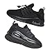 GUNSENTY Kids Boys Tennis Running Shoes Fashion Breathable Mesh Sneakers Non-Slip Rubber Sole All Black Size 3 Big Kid