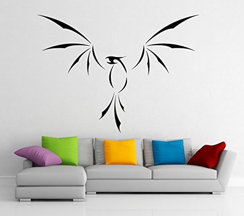 AnOL (70x51 cm) Vinyl Wall Decal Phoenix With Open Wings/Fire Bird Art Decor Home Sticker/Volcano Lava Fenix DIY Mural + Free Random Decal Gift