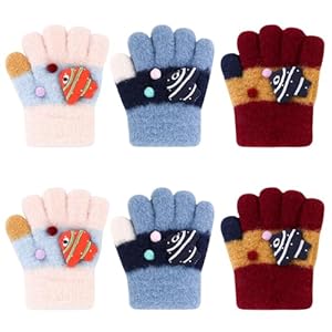 Jupsk Baby Winterhandschuhe Fischmotiv 3 Paare