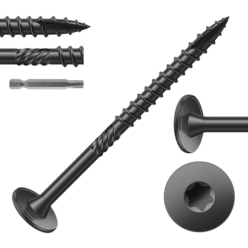Image of #14 x 3 Inch Outdoor Structural Wood Deck Screws (30Pcs /1lb), Carbon Steel, Black, Flat Head, Rust Resistant Epoxy Coated, T30 Star Bit
