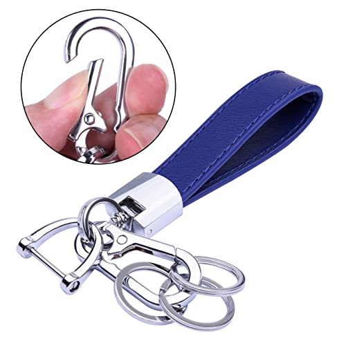 Wisdompro Genuine Leather Car Keychain, Universal Heavy Duty Key Fob Keychain Leather Key Chain Holder for Men and Women