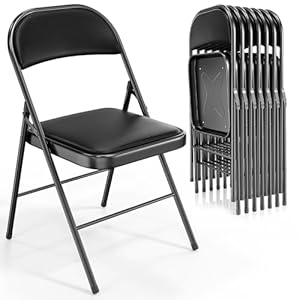Bonnlo Klappstühle 6er Set mit Komfortabler PU-Polsterung an Sitz & Rückenlehne, Robuster Stahlrahmen, bis 158 kg, Faltbare Stühle für Zuhause, Büro, Events & Hochzeit, Schwarz