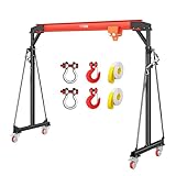 Garvee 2 Ton Gantry Crane, 4400 LBS Adjustable Portable Gantry Crane 8-12 FT Height, Shop Lift Hoist with Manual Trolley, Hook & Shackles for Warehouse, Factory, Workshop