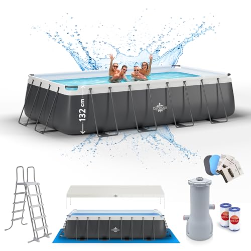 Dardaruga Piscina Fuori Terra 550 x 305 x 132 cm + Scala+ Telo Copertura + Telo Base + Pompa Risparmio Energetico + 2 Cartucce Filtro, BORA BORA