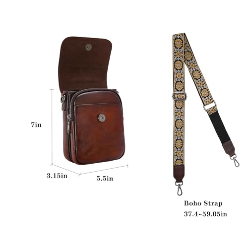 HESHE Genuine Leather Purses for Women Anti-Theft RFID Blocking Crossbody Bag Small Cell Phone Purse with Adjustable Strap (Coffee)3