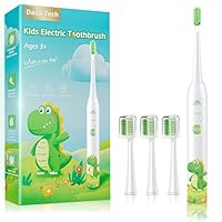 Zahnbürste Elektrisch Kinder ab 3-6-10-12 Jahre, Kinderzahnbürste Elektrisch mit Timer Gewohnheitsbildende Sticker 3 Modi Schallzahnbürste Kinder Jungen Wiederaufladbar (Dinosaurier Weiß)