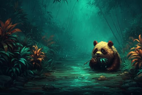 KY-link Stamped Cross Stitch Kits, Panda Munching in Secluded Grove, Needlepoint Counted Cross Kits for Beginners, Embroidery Kits Arts Home Decor(11CT No Frame,16x20 inch)(Cross Stitch6)