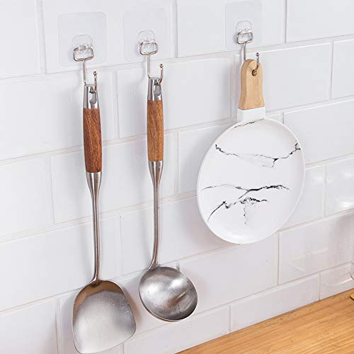 Chie no fukuro Selbstklebend Haken Transparent,8 Stk 44 lb/ 20 kg(Max) Selbstklebend Handtuchhaken, Transparente Klebehaken Wasserdicht,Abnehmbar,Küchenhaken für Küche Bad Wand & Decke Aufhänger.