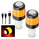LED Lenkerleuchte, für Elektroroller, Wiederaufladbar, Blinker Lenkerstopfen für Xiaomi und Segway Ninebot, Fahrrad und E Scooter Zubehör, Lenker-Innendurchmesser von 17,2–22 mm (Schwarz/Orange)