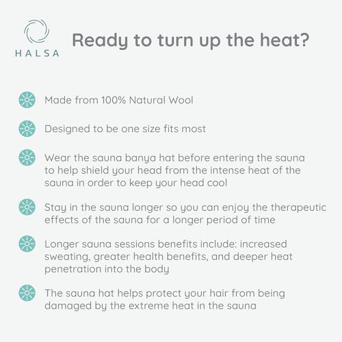 image for Halsa Sauna Hat, Natural Wool Sauna Cap for Men and Women, Eco-Friendl