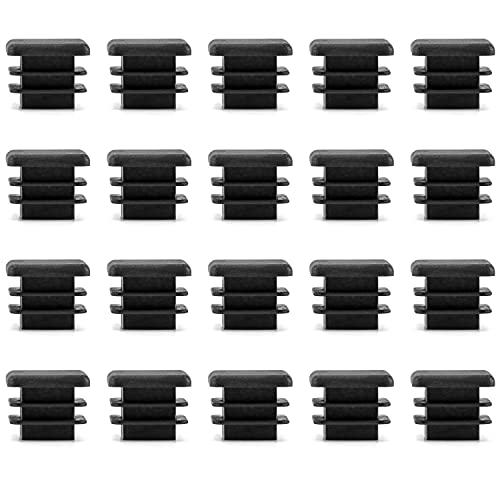 QWORK Quadratstopfen, 20 x 20 mm Vierkant Rohrstopfen, Quadratischer Kunststoffstopfen, Schwarz, 20 Stück
