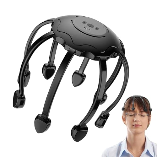Rascador eléctrico de cabeza con garra de pulpo: masajeador automático del cuero cabelludo para relajación y alivio del estrés, masaje de cabeza y cuero cabelludo con 8 garras para la circulación sang