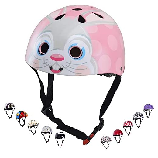 Kiddimoto cykelhjälm för barn – CE-certifiering cykelhjälm – design sporthjälm för skridskoåkning, skoter, löphjul – rosa hase – S (48–53 cm)