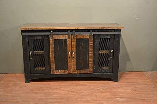 Crafters and Weavers Greenview Black 70" TV Stand/Sideboard/Console Table with Sliding Doors