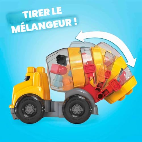 Mega Bloks First Builders La Bétonneuse Cat, jeu de blocs de construction, 9 pièces, jouet pour bébé et enfant de 1 à 5 ans, GFG11