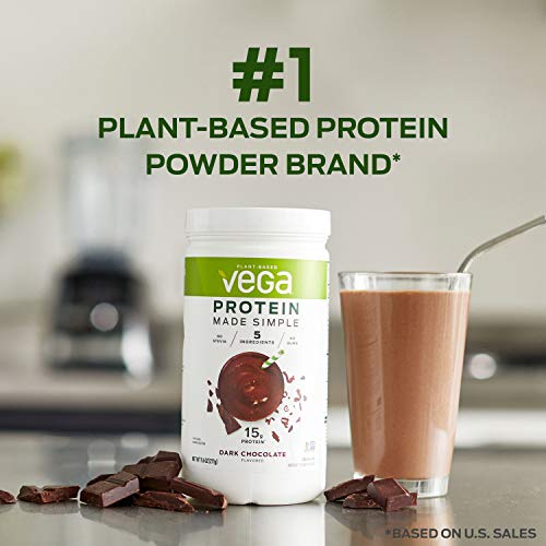 Vega Protein Made Simple Dark Chocolate (10 Servings) Stevia Free Vegan Protein Powder, Plant Based, Healthy, Gluten Free, Pea Protein For Women And Men, 9.6 Oz (Packaging May Vary) #TOP4