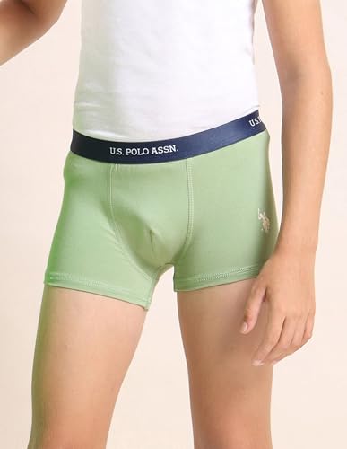 Image of U.S. Polo ASSN. Boys EKT04 Mid Rise Cotton Spandex Trunks - Pack of 3