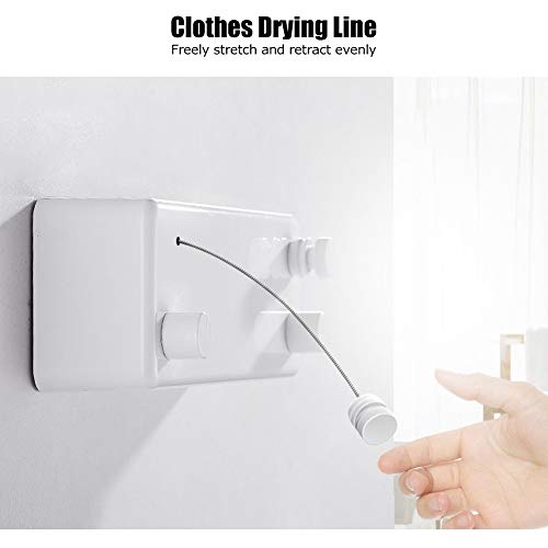 Aan de muur bevestigde waslijn, 2 intrekbare waslijnen van 4,2 m Aan de muur bevestigde wasdroger Duurzaam Eenvoudige… - Image 5