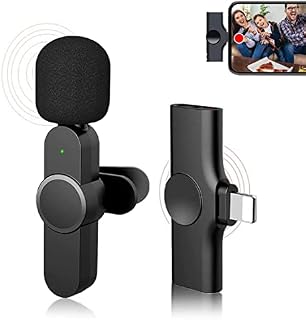 Wireless Lavalier Microphone for iPhone iPad,Plug and Play with 3 Level Noise Reduction Auto Sync Lapel Mic for Recording YouTube, Live Stream, TikTok, Vloggers, Interview(NO APP or Bluetooth Needed)