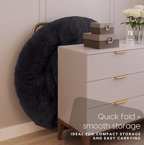 image for Milliard Saucer Chair For Adults, Teens & Kids, Navy Blue, Faux Fur XL