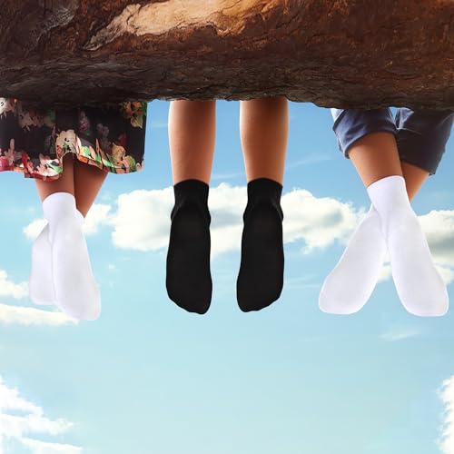 Kids Socks 12 Pairs Crew Socks for Toddler Boys Girls 1-14 Years Athletic Mid Cut Socks Multipack Black White4