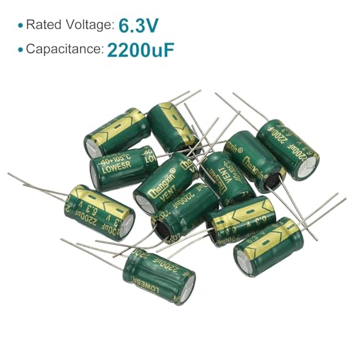 QUARKZMAN 24 szt. kondensator elektrolityczny o wysokiej częstotliwości 2200UF 6,3 V z aluminiowymi przewodami promieniowymi 10 x 16 mm wysoki prąd żebrowany niska impedancja