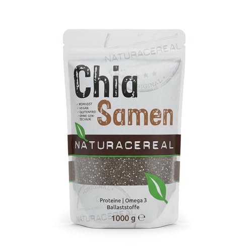 Graines de Chia 1 kg – Naturacereal® Chia Seeds Qualité alimentaire – Naturelles & non traitées – Sans additifs – Idéales pour chia pudding, smoothies, muesli & pâtisserie