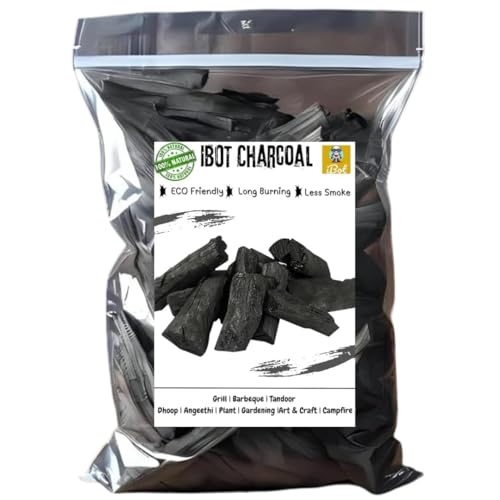 iBot Charcoal 500 G (Free : Instant Polish & E-Book) Natural Wood Charcoal, Barbeque Koyla, Grill Tandoor Koyla, Coal for Kitchen & Garden, Low Smoke | Long Burning Coal for Home | Eco-Friendly