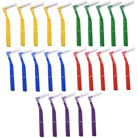 Angzhili 25 Pcs Interdental Angle Brushes,Reusable Dental Cleaners,Oral Dental Hygiene Brush,Dental Toothpick Floss for Braces,Tooth Cleaning Tool (Multi-Colored) Cover