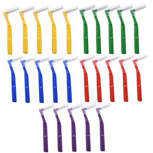 25 Pcs Interdental Angle Brushes,Reusable Dental Cleaners,Oral Dental Hygiene Brush,Dental Toothpick Floss For Braces,Tooth Cleaning Tool (Multi-Colored) #TOP23