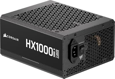 CORSAIR HX1000i Shift Fully Modular ATX Power Supply – Built-in iCUE Link System Hub, Native 12V-2x6 Cable, ATX 3.1 & PCIe 5.1, Side-Mounted Connectors, Cybenetics Platinum – Black