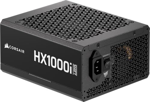 CORSAIR HX1000i Shift Vollständig Modulares ATX-Netzteil – Eingebauter iCUE LINK System Hub, Natives 12V-2x6 Kabel, ATX 3.1 & PCIe 5.1, Seitlich Montierte Stecker, Cybenetics Platinum – Schwarz