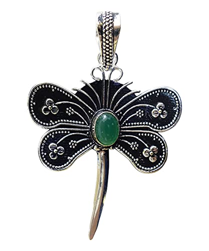 Pendentif papillon onyx vert, le symbole de liberté fait main pour femme
