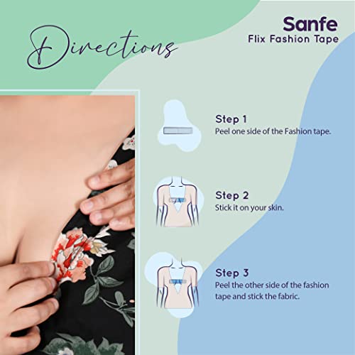 Sanfe Flix Fashion Tape, Fabric Tape & Body Tape, 36 piece Double sided fashion tape, Backless support, Fabric friendly Adhesive - Image 6