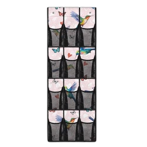 Qehuruxo Hummingbird Butterfly Over the Door Shoe Organizer,Shoe Organizer Door Hanger,Shoes Hanger Storage Organizer Bag for Bedroom