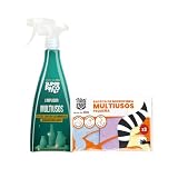 Pack Ahorro Super Paco - Limpiador Multiusos Spray 600ml y 3 Bayetas de Microfibra Multiusos - Acabado Brillante sin Huellas - Eficaz contra Manchas en Todo Tipo de Superficies.