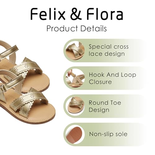 Image of Felix & Flora Toddler Girl Sandals - Little Girl Easter Dress Shoes Lightweight Open Toe Beach Holiday Flats