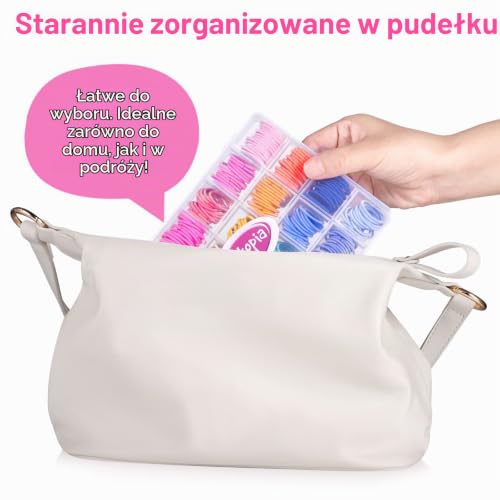 Opaski do włosów dla niemowląt, 336 szt., małe, elastyczne opaski do włosów dla dziewcząt, małe, kolorowe opaski do włosów Funtopia bez uszkodzeń, z pudełkiem organizera dla dzieci, małych dzieci