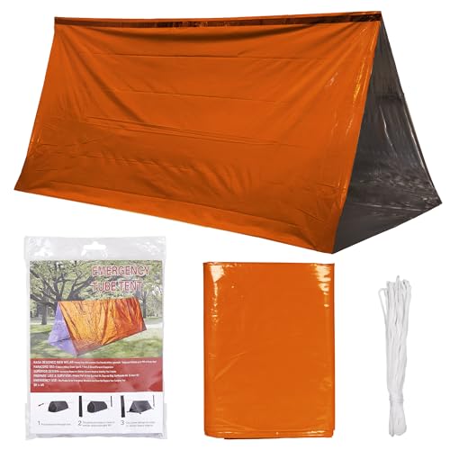 Deecam Tente d'urgence, tente de survie avec couvertures thermiques - Abri thermique de sauvetage - Tente de survie pliable pour aventures de camping et de randonnée en plein air