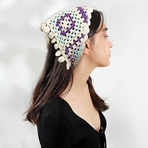 Molans 2Pcs Crochet Hair Bandanas Women Knitted Hairbands Floral Headscarf For Women Girls #TOP5