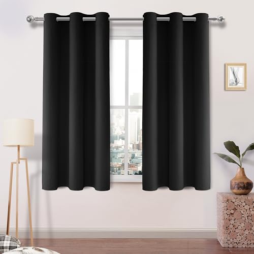 Image of DWCN Blackout Curtains for Bedroom Living Room W42 x L45 Inch Long Black