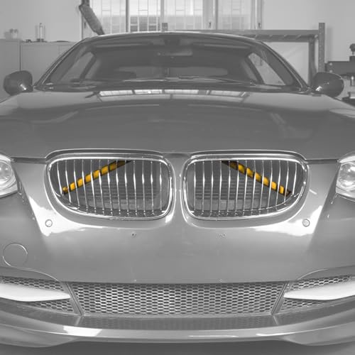 Image of Bevinsee V Cover Braces Kidney Bars Compatible with E90 E91 E92 E93 320i 323i 325i 328i 330i 335d 335i 335is 335xi 2006-2013 Aluminum Front Grille Inserts Brace Wrap Stripes Covers, Yellow