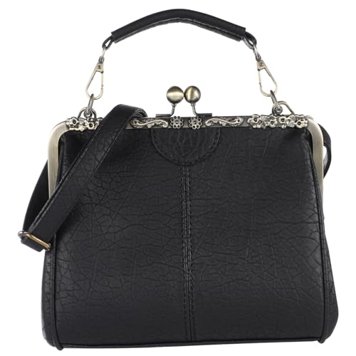 Sac bandoulière femme noir grande capacité en cuir PU rétro chic pour le travail
