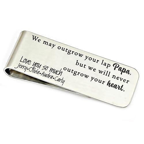 Personalized Grandpa Money Clip Gift Idea For Papa Gift Idea May Outgrow Your Lap But not Your Heart Father's Day Gift Papaw Opa Poppop OUTGROW-MONEY