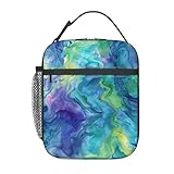 ainori Reusable Tie Dye Lunch Box for Kids Girls Boys Women Adult, Insulated Marble Swirl Lunch Bag,Polyester Cooler Abstract Handbags Case for School Picnic Work Travel Beach or Hiking (Vibrant)