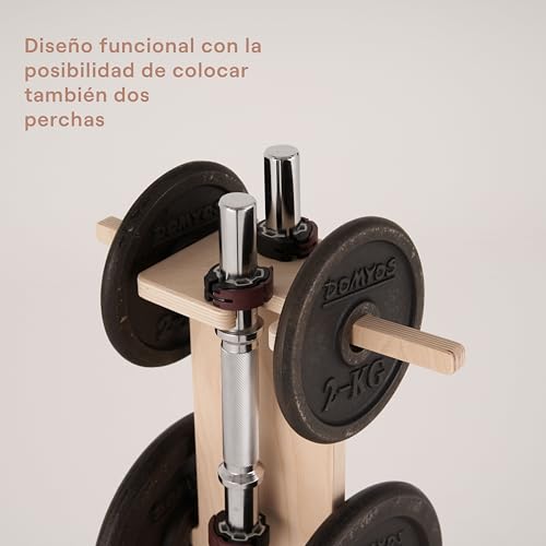 Miniatura 5 de Meanswood Soporte Para Discos De Gimnasio En Casa Estante Para Pesas, Barras Y Discos, Soporte Compacto De Madera, Capacidad 120 Kg - Made In Italy