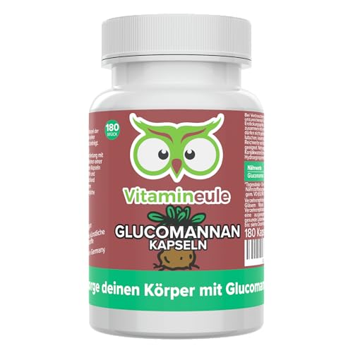 Glucomannan Kapseln - hochdosiert 650 mg - natürlicher Ballaststoff aus der Konjak-Wurzel - bioaktiv & vegan - Produktion in Deutschland - ohne Zusatzstoffe & laborgeprüft - Vitamineule®