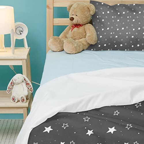 Housse de couette douce étoiles parure de lit 3 pièces finitions soignées - 5
