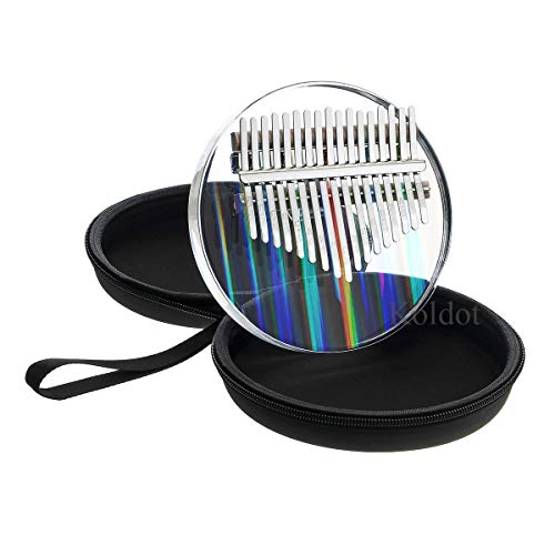Rainbow Clear Kalimba Piano de pulgar redondo 17 teclas Solid Finger Piano transparente Cuerpo lindo acrílico Kalimba con estuche duro Regalos para niños adultos principiantes con martillo de